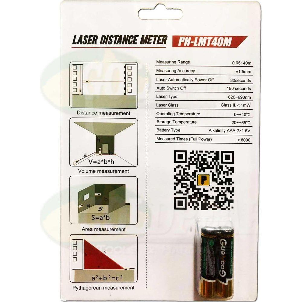 Powerhouse PH-LMT40M Laser Range finder / Distance Measurer - Goldpeak Tools PH Powerhouse Powerhouse PH-LMT40M Laser Range finder / Distance Measurer - Goldpeak Tools PH Powerhouse
